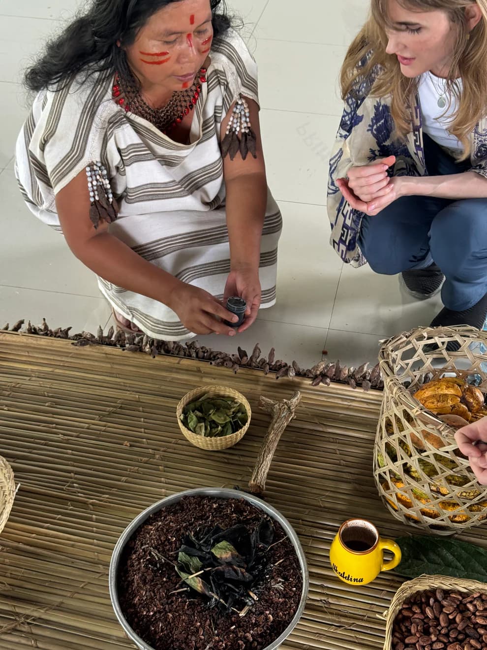 Traditional cacao ceremony with farming community